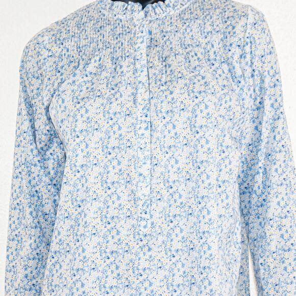 J.Crew Liberty Fabric Cotton Poplin Popover Shirt Blue Misti Valeria floral XS - Picture 9 of 11